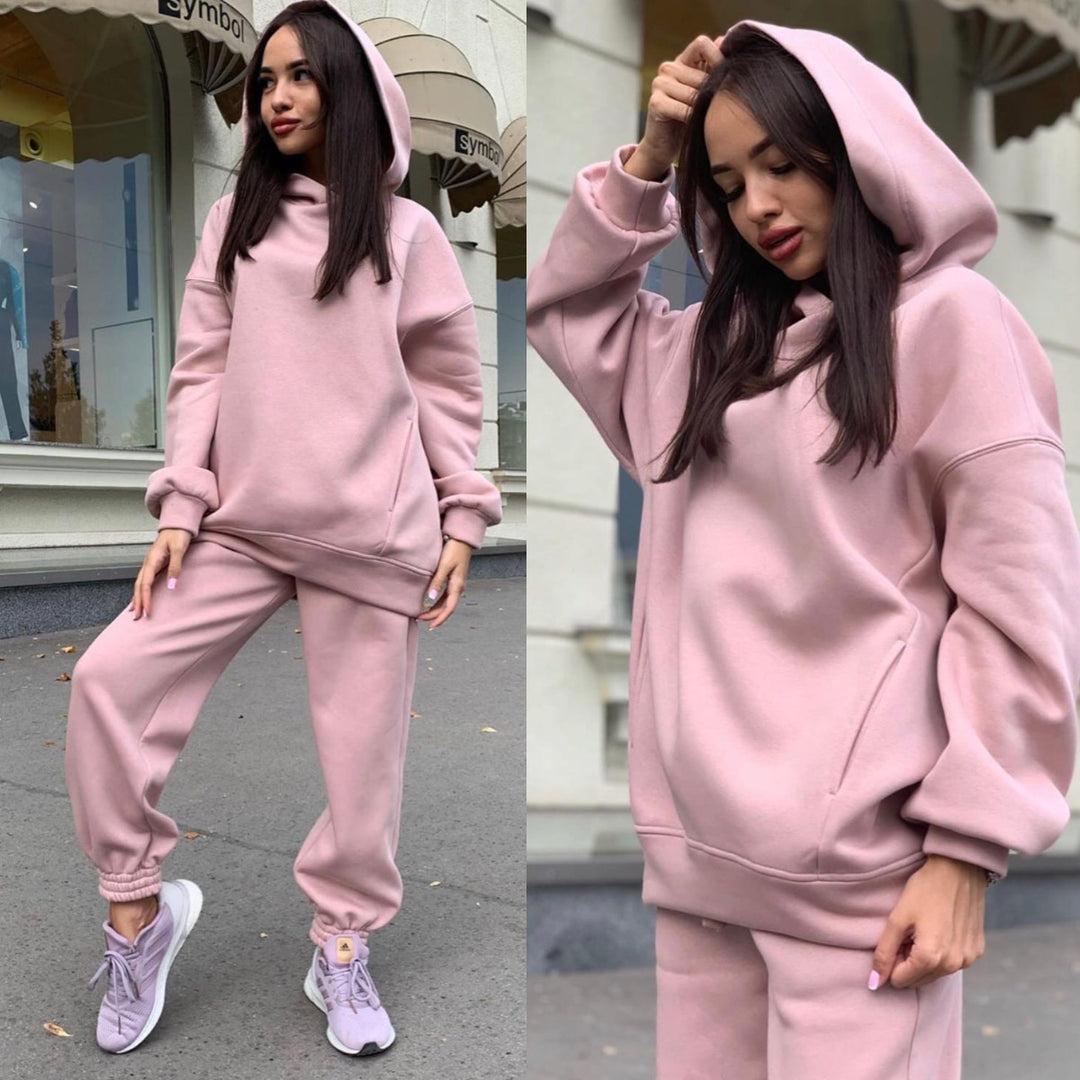 Damen Sportliches Hoodie- und Jogginghosen-Set im lässigen Design mit Kapuze Drune
