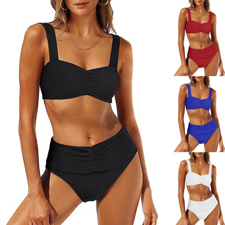 Damen Hochtailliertes Bikini-Set mit modischer Raffung Drune