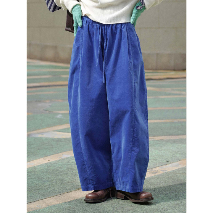 Damen Weite Culotte-Stil-Hose mit elastischem Tunnelzugbund aus Baumwollmix Drune