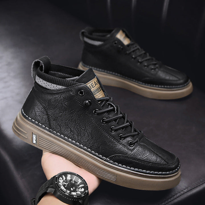 Damen Hohe Sneakers aus echtem Leder mit robustem Profil und dämpfender Sohle Drune