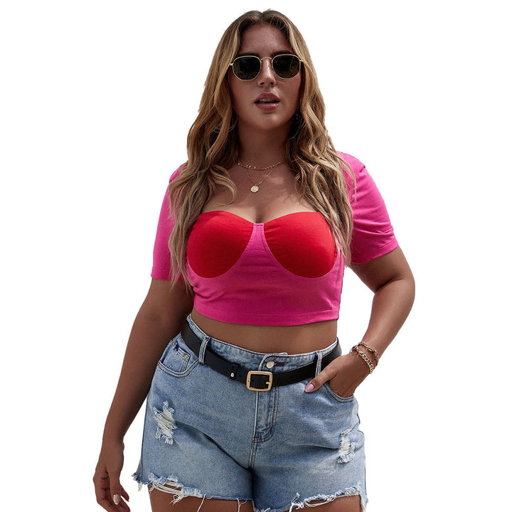 Damen Cropped Top mit raffiniertem Bustier-Design und kurzen Ärmeln Drune