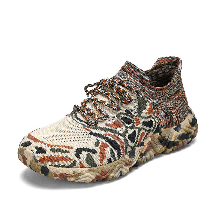 Unisex nan gestrickter Sockensneaker mit tarnmotivierter, stoßdämpfender Profilsohle Drune