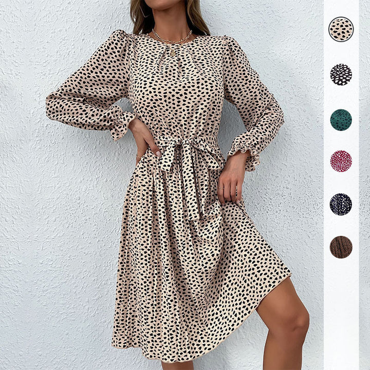 Damen Midikleid mit geraffter Taillenbinde und Plissée-Rock Drune