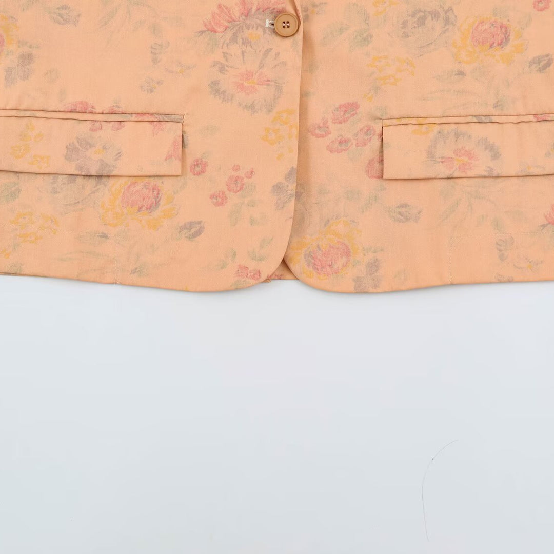 Damen Leichtgewichtiger Blazer mit floralem Alloverprint und kastiger Cropped-Silhouette Drune