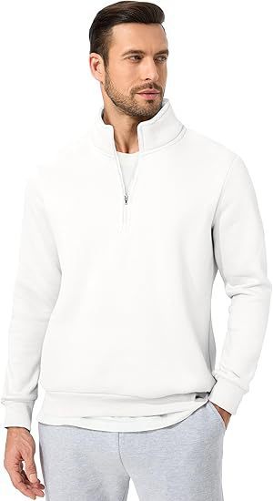 Herren nan halbzip Pullover aus schwerer Baumwollmischung mit hohem Stehkragen und gerippten Bündchen Drune