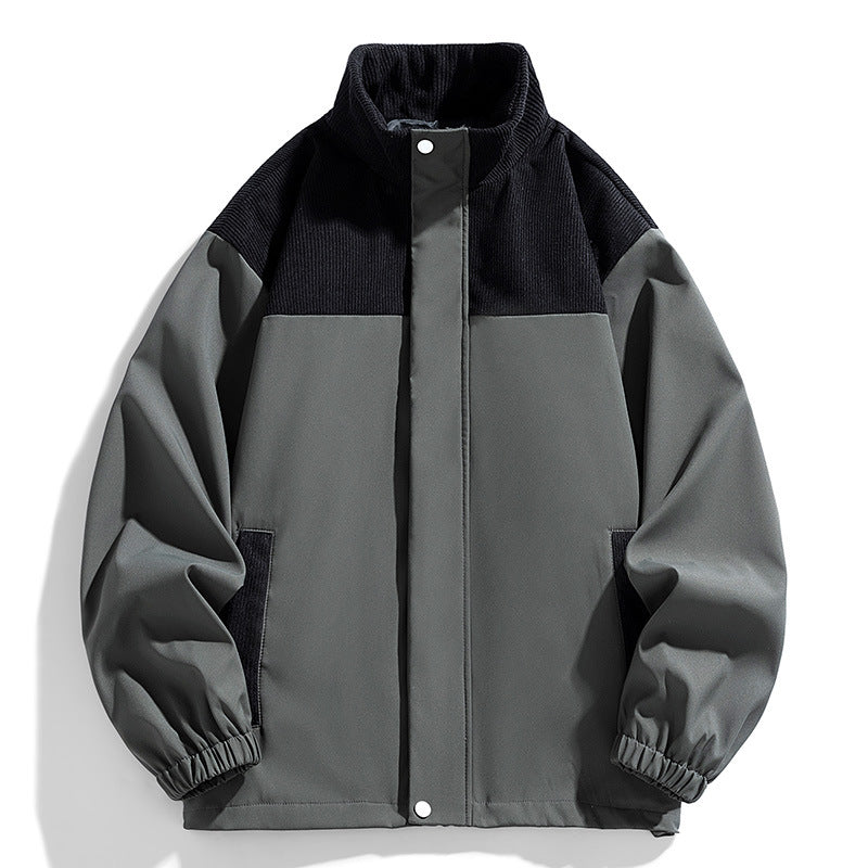 Damen Oversize-Übergangsjacke mit Cordbesatz und Stehkragen Drune