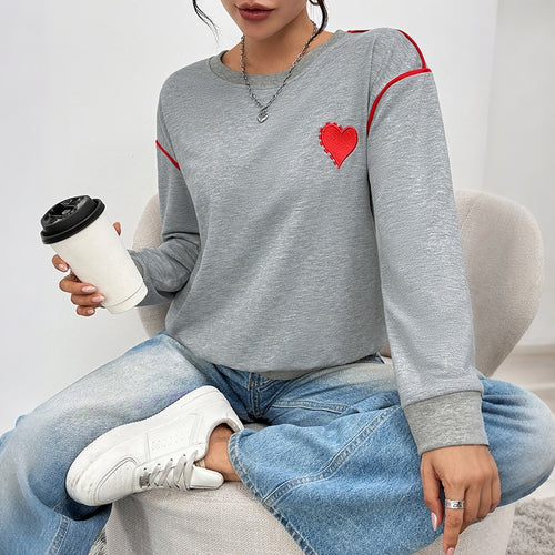Damen Lässiger Pullover mit Herzdesign Drune
