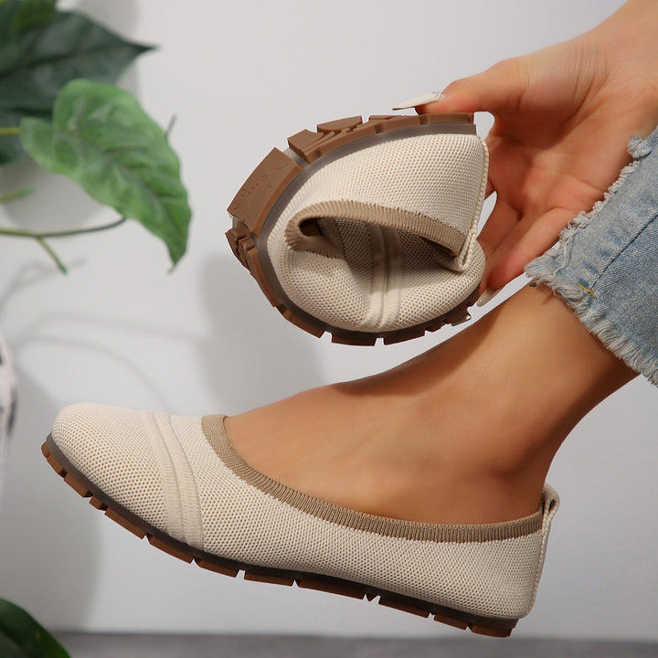 Damen  atmungsaktive Strick‑Ballerina mit ergonomischem Memory‑Fußbett und rutschfester Flexsohle Drune