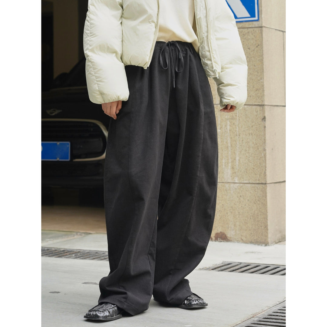 Damen Extrabreite High‑Waist Culotte‑Baggyhose mit Kordelzug und weichem Fall Drune