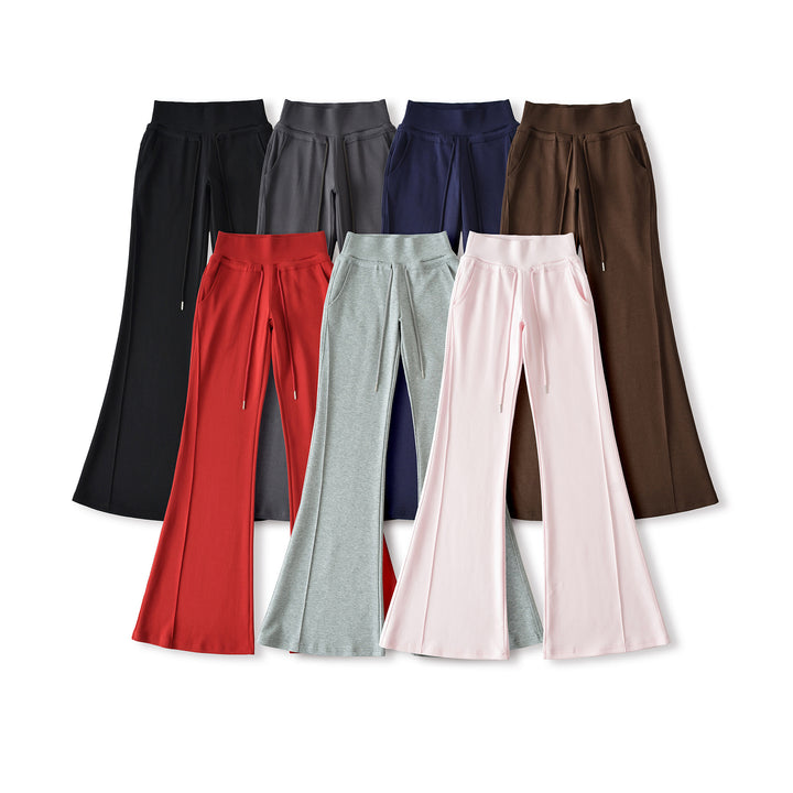 Damen flared Loungehose mit hohem Bund und praktischen Seitentaschen Drune