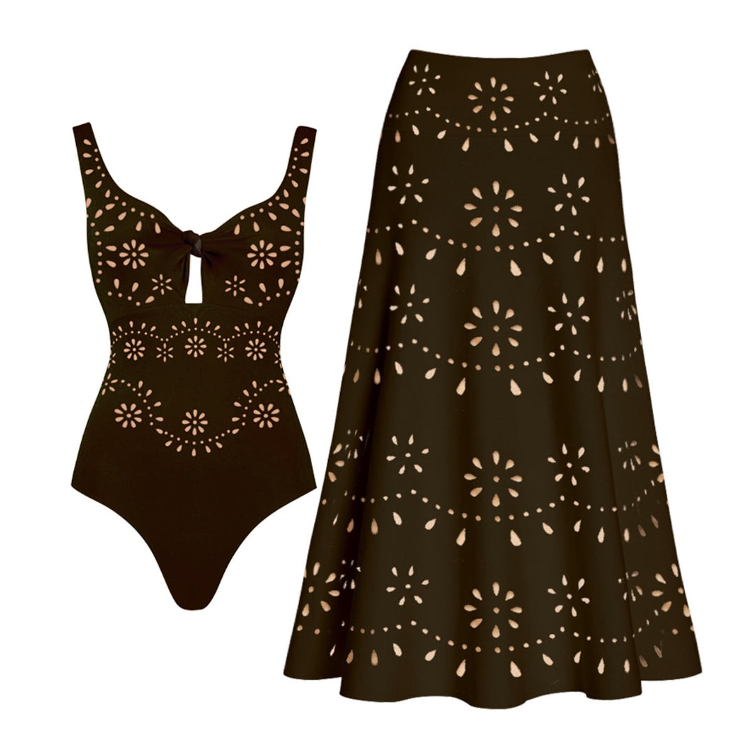 Damen Badeanzug und Rock-Set mit floralem Cut-Out Design Drune
