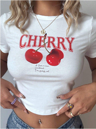 Damen Crop-T-Shirt mit künstlerischem Blutdruck-Design Drune