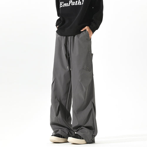 Damen Modische Cargo-Hose mit weitem Schnitt und elastischem Bund Drune