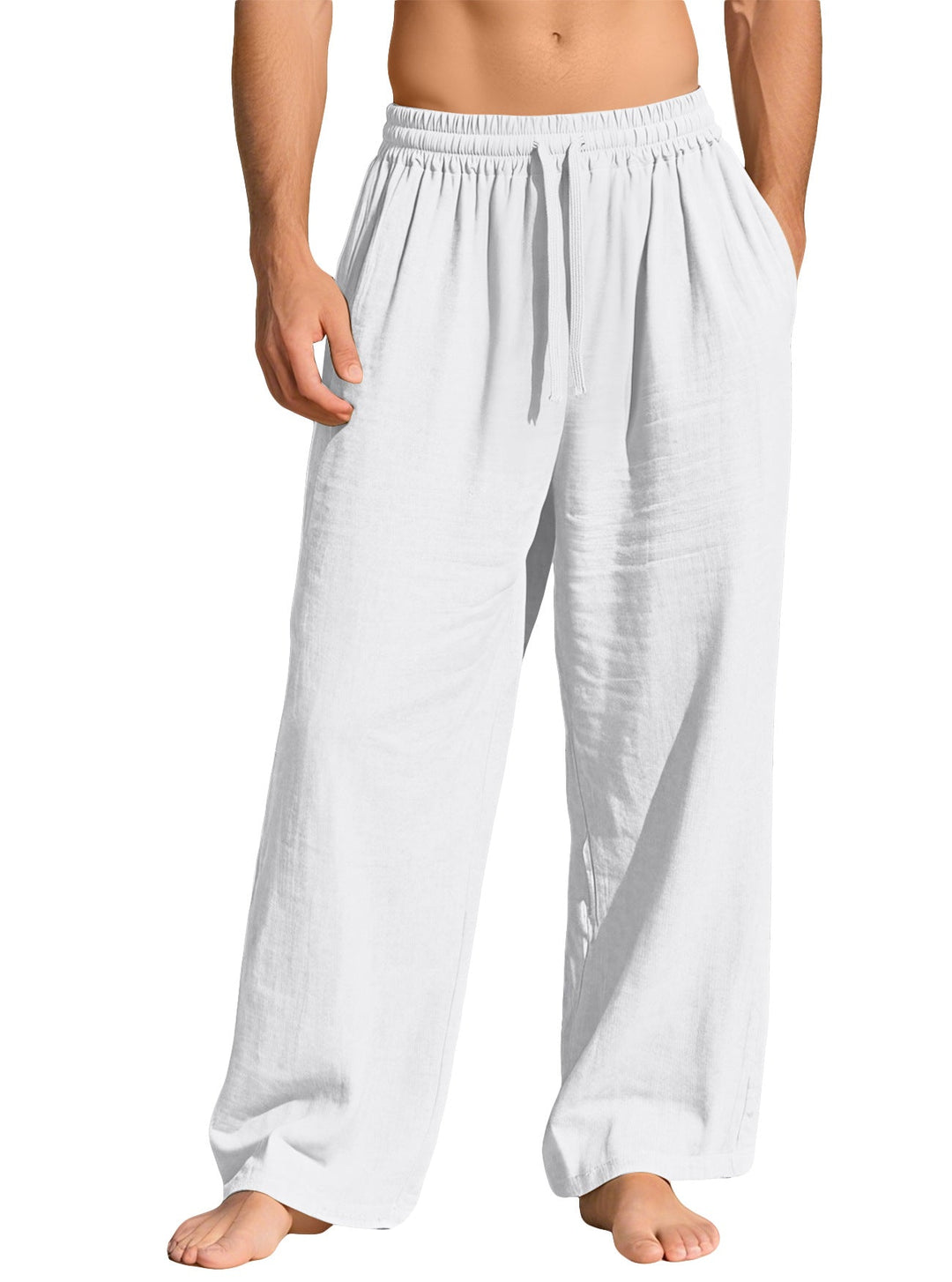 Herren nan leichte Leinen-Loungehose mit elastischem Bund und Seitentaschen Drune