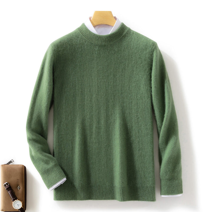 Herren Feinstrickpullover mit kurzem Stehkragen, strukturierter Längsrippe und schlanker Passform Drune