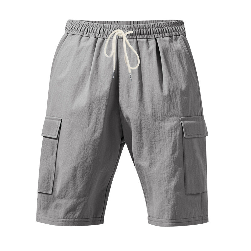 Herren nan Reise- und Outdoor-Bermuda mit elastischem Kordelbund, Sicherheits-Innentasche und aufgesetzten Klappentaschen Drune