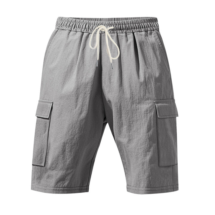 Herren nan Reise- und Outdoor-Bermuda mit elastischem Kordelbund, Sicherheits-Innentasche und aufgesetzten Klappentaschen Drune