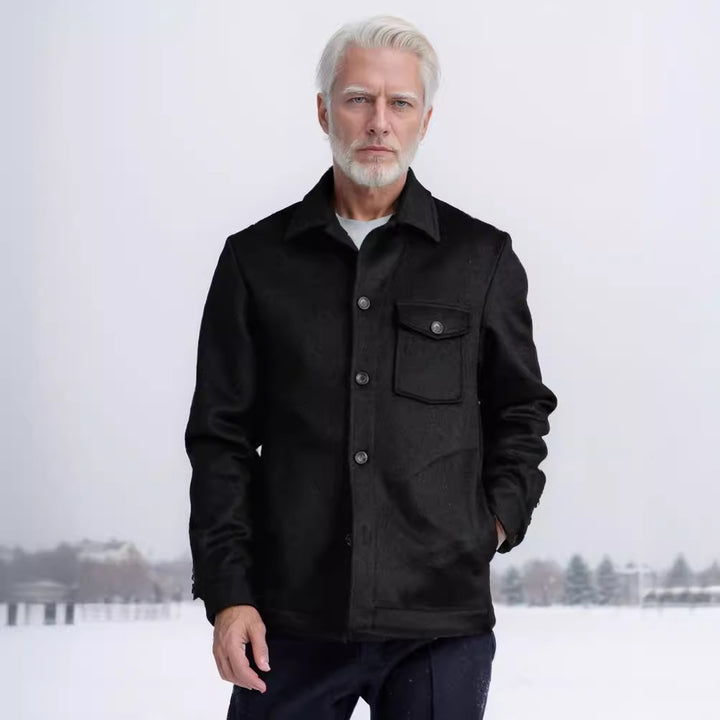 Herren Hemdenjacke aus Wollmix mit aufgesetzter Brusttasche und klassischem Hemdkragen Drune