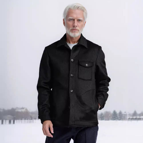 Herren Hemdenjacke aus Wollmix mit aufgesetzter Brusttasche und klassischem Hemdkragen Drune