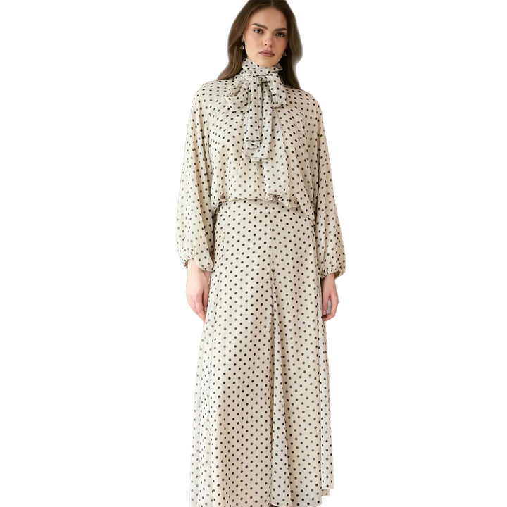 Damen Kleid mit elegantem Stehkragen und verspieltem Punkte-Design Drune