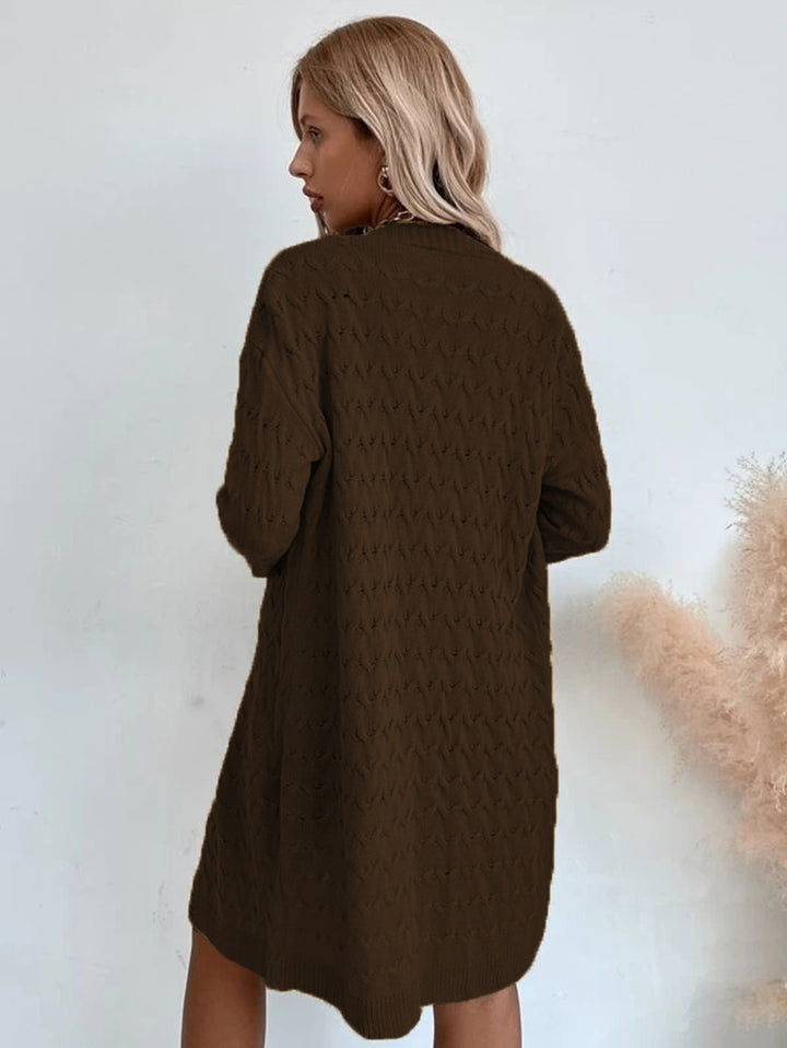 Damen Strickmantel mit raffiniertem Ajourmuster und bequemem Schnitt Drune