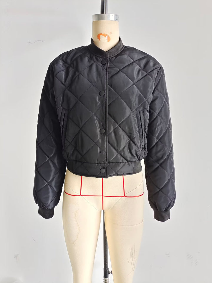 Damen nan gesteppte Bomberjacke mit Rautenstepp, Rippenbündchen und verdeckter Druckknopfleiste Drune