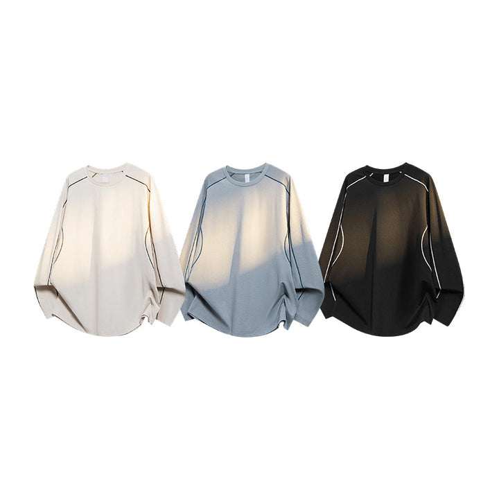 Damen Oversize-Langarmshirt aus Waffel‑ und Jersey‑Mix mit kontrastierenden Flatlocknähten Drune