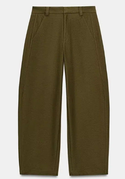 Damen Hochtaillierte Culotte-Hose mit weitem Bein und dekorativem Taillengürtel Drune