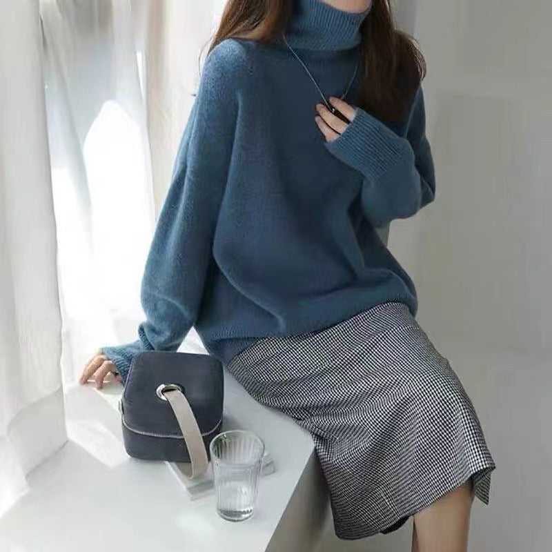 Damen Oversized Rollkragenpullover mit weichem Strick Drune