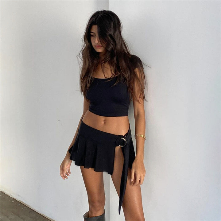 Damen sportliches Crop-Top und verspielter Wickelrock Drune
