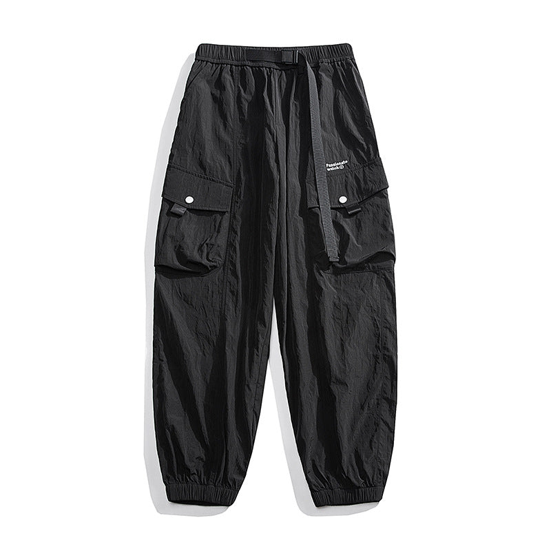 Unisex Lockere Nylon-Cargohose mit elastischem Bund und Knöchelbündchen Drune