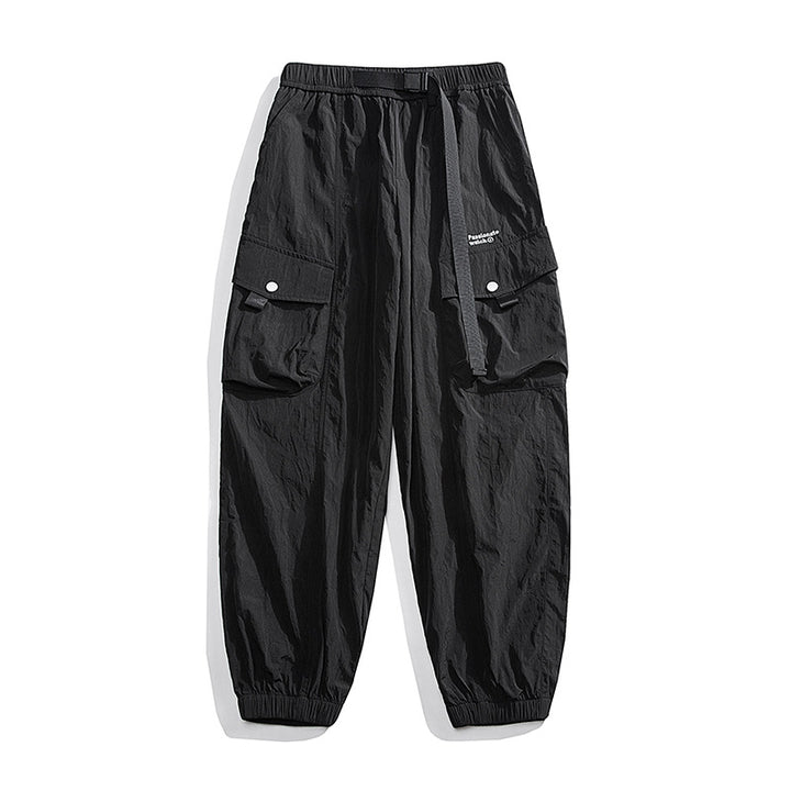 Unisex Lockere Nylon-Cargohose mit elastischem Bund und Knöchelbündchen Drune