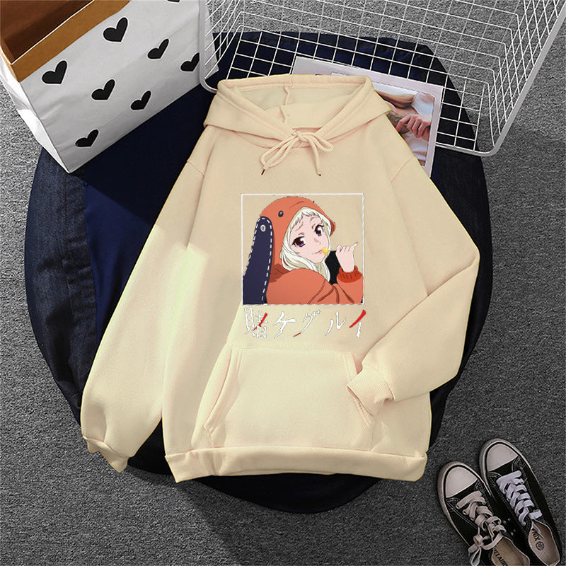 Damen nan Oversize Kapuzenpullover mit Manga-Frontprint und Kängurutasche Drune