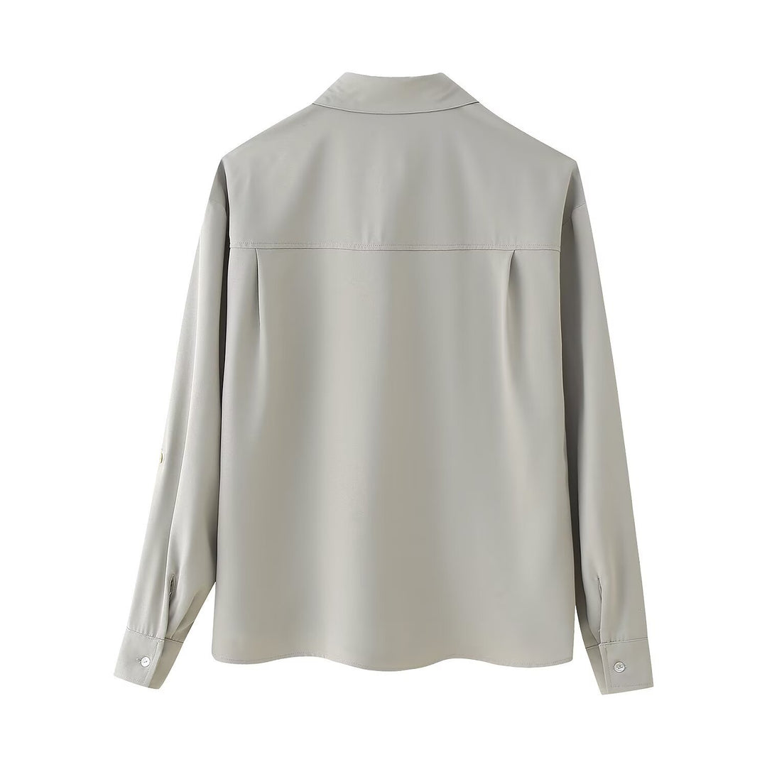 Damen Zweiteiliges Ensemble mit Oversized-Hemd, Pattentaschen und weiter Gummibundhose Drune