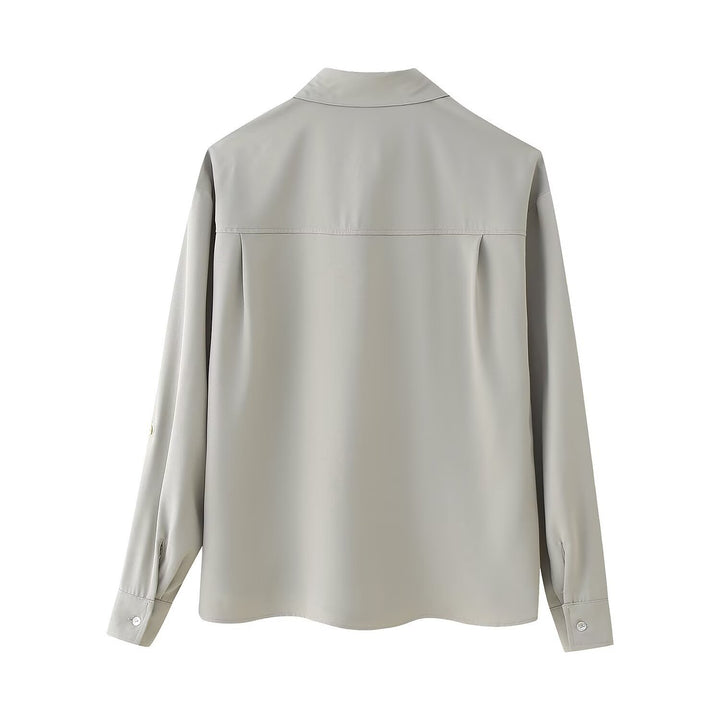 Damen Zweiteiliges Ensemble mit Oversized-Hemd, Pattentaschen und weiter Gummibundhose Drune