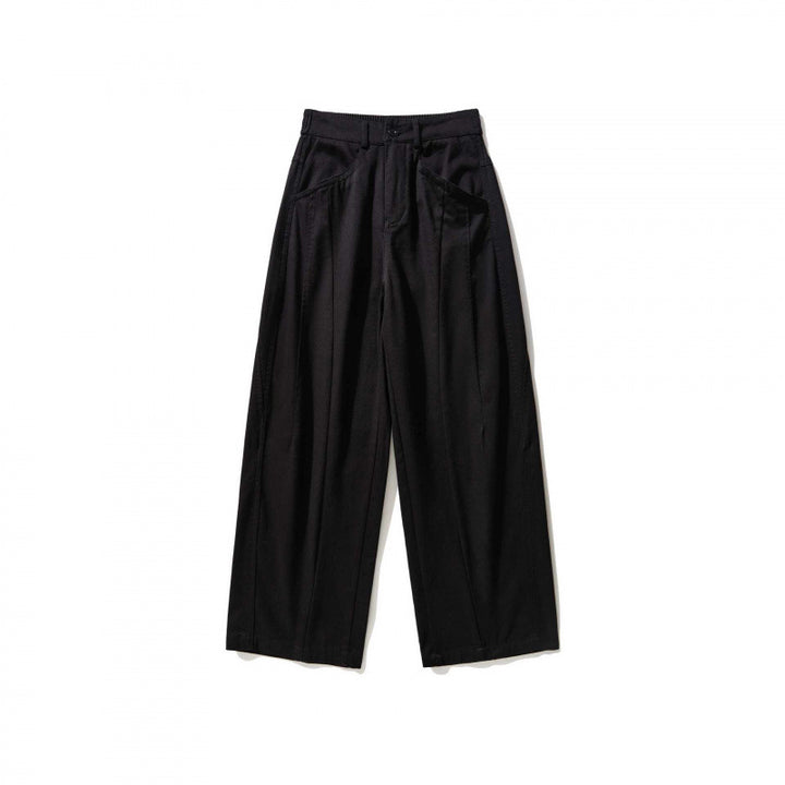 Damen Weite Bundfaltenhose mit hohem Bund und geradem weitem Bein Drune
