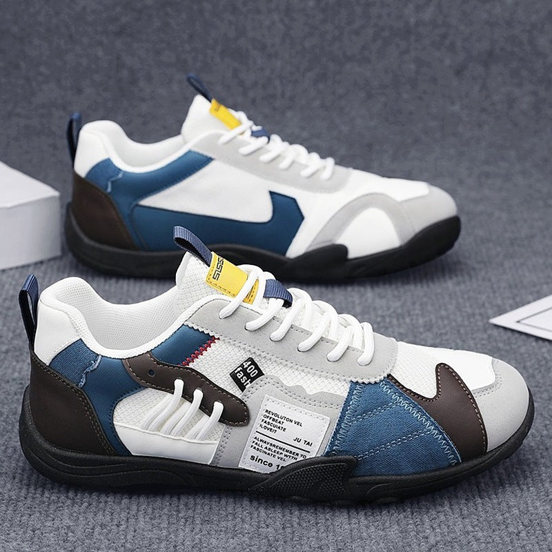 Herren sportiver Retro-Mesh-Ledermix Sneaker mit verstärkter Zehenkappe und griffiger Trailsohle Drune