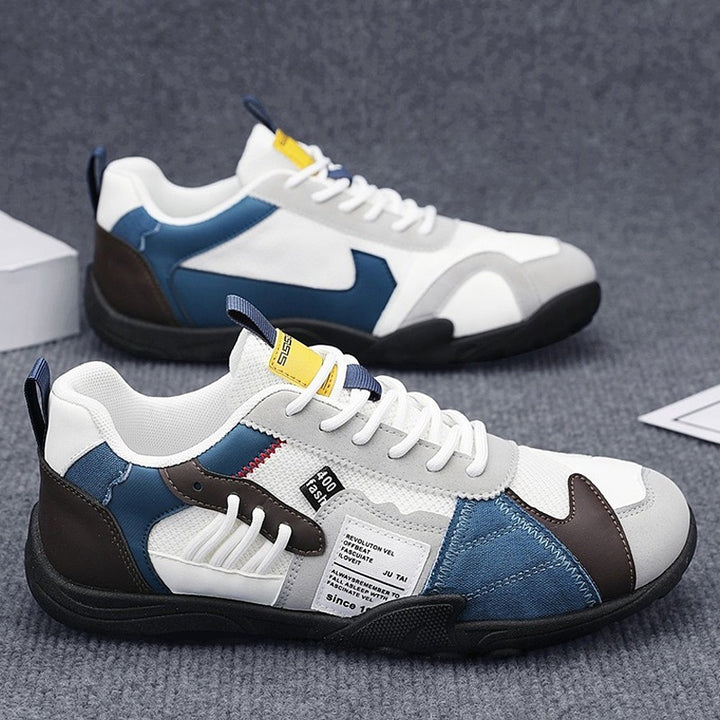 Herren sportiver Retro-Mesh-Ledermix Sneaker mit verstärkter Zehenkappe und griffiger Trailsohle Drune