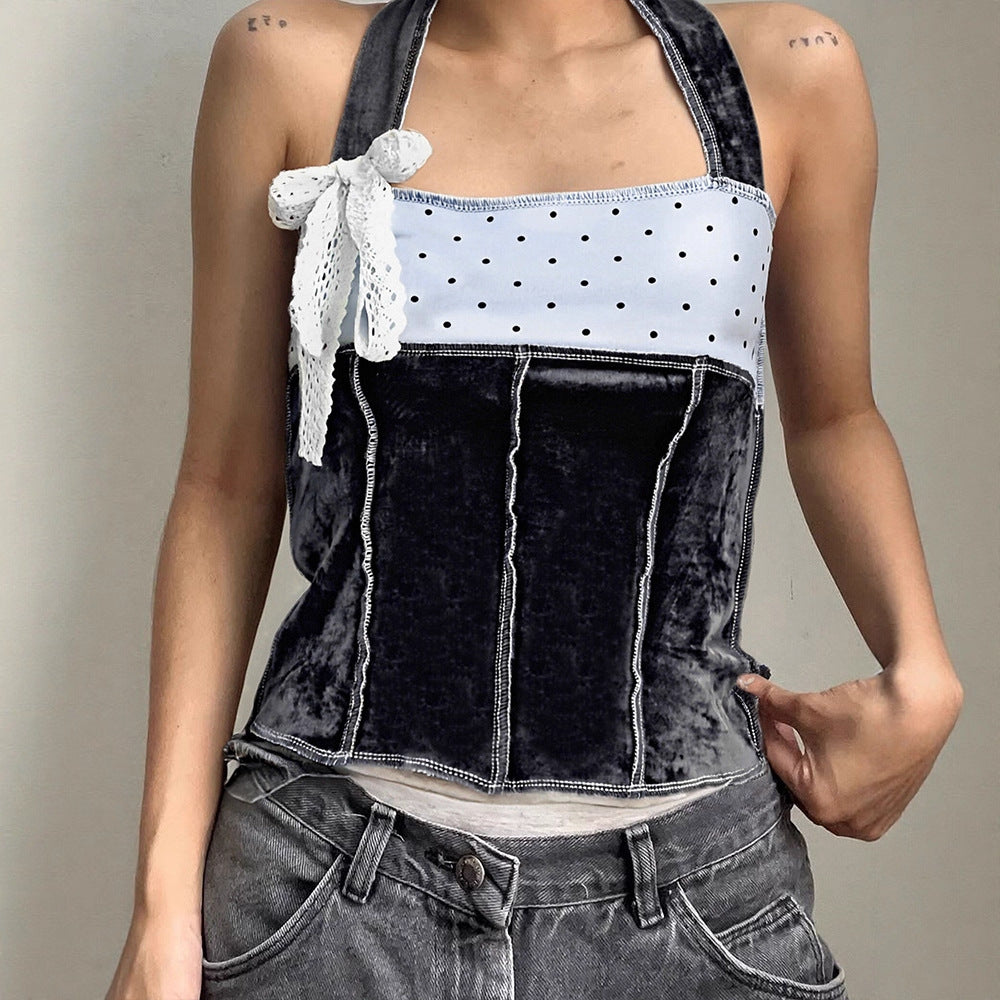 Damen trendiges Bustier-Top mit Spitzenakzenten und verspieltem Design Drune