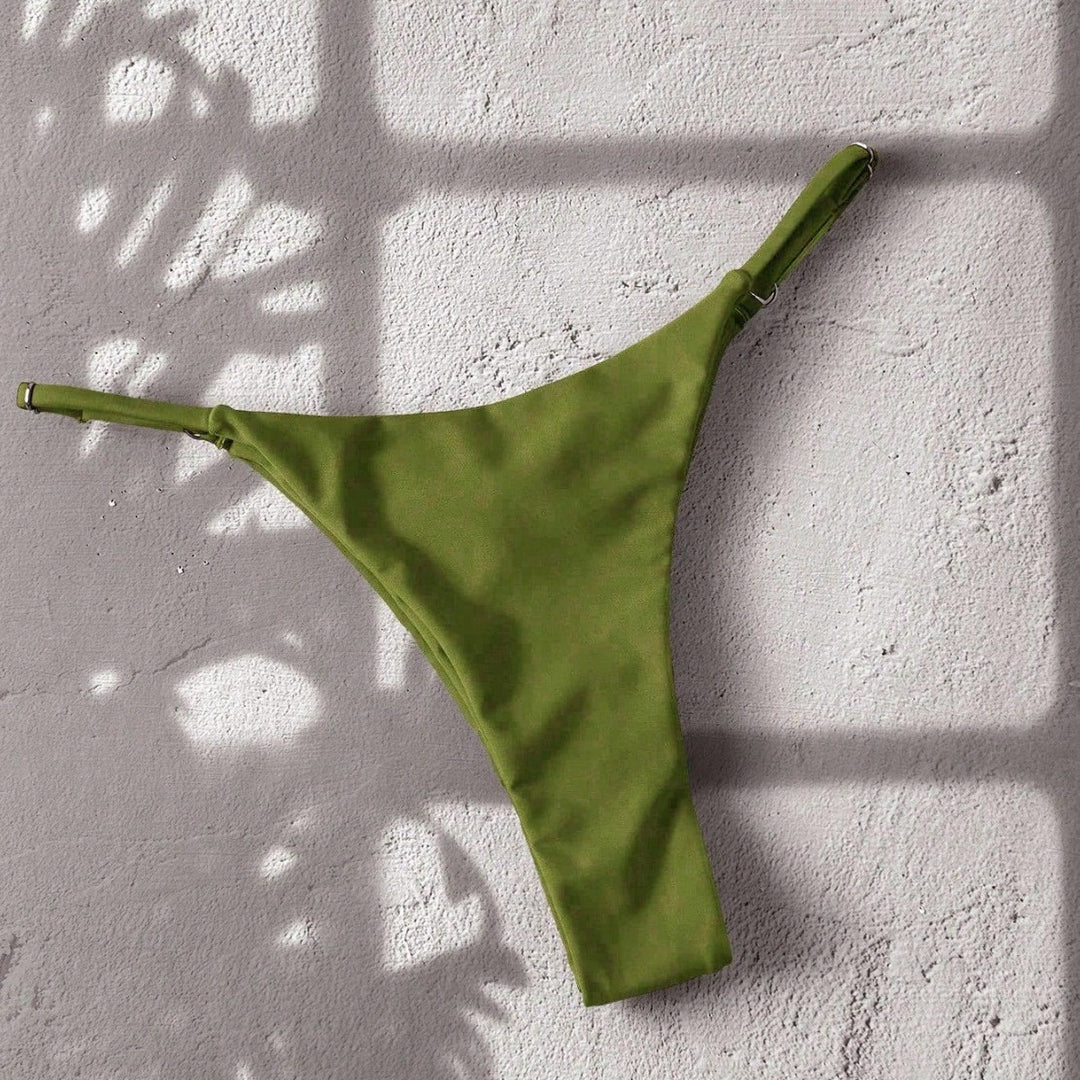 Damen Bikiniunterteil mit modischem Hoher Schnitt und verstellbaren Trägern Drune