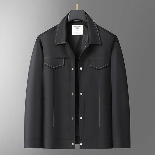 Herren Minimalistische Hemdjacke aus softem Vegan-Kunstleder mit verdeckter Druckknopfleiste Drune