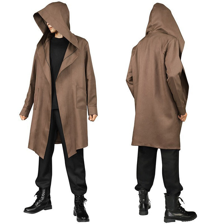 Unisex nan mehrschichtiger Kapuzenumhang mit weitem Fall und Satinbandverschluss Drune