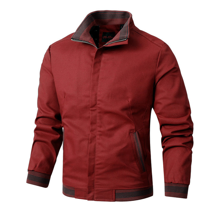 Herren Übergangsjacke aus Baumwoll-Twill mit Stehkragen und Rippbündchen Drune