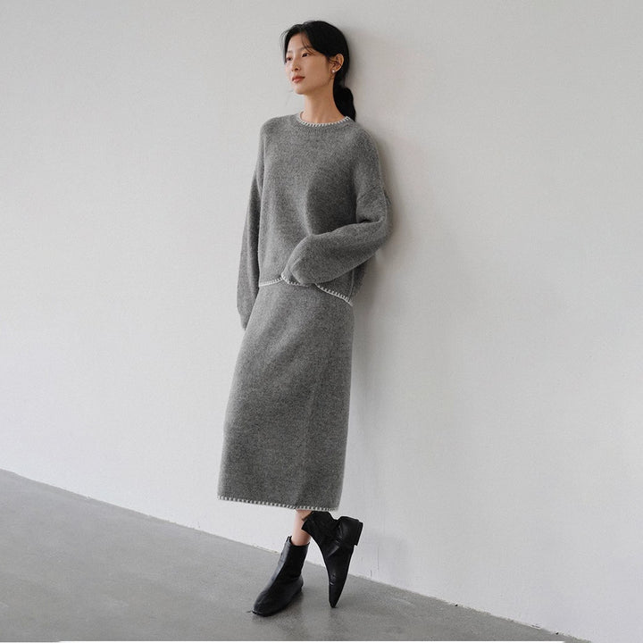 Damen kuscheliges Strickensemble mit eleganten Details Drune