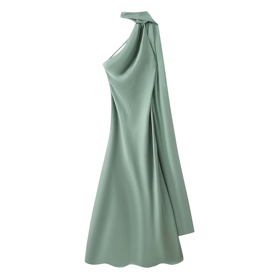 Damen Maxikleid mit elegantem Halterneck und fließendem Schnitt Drune