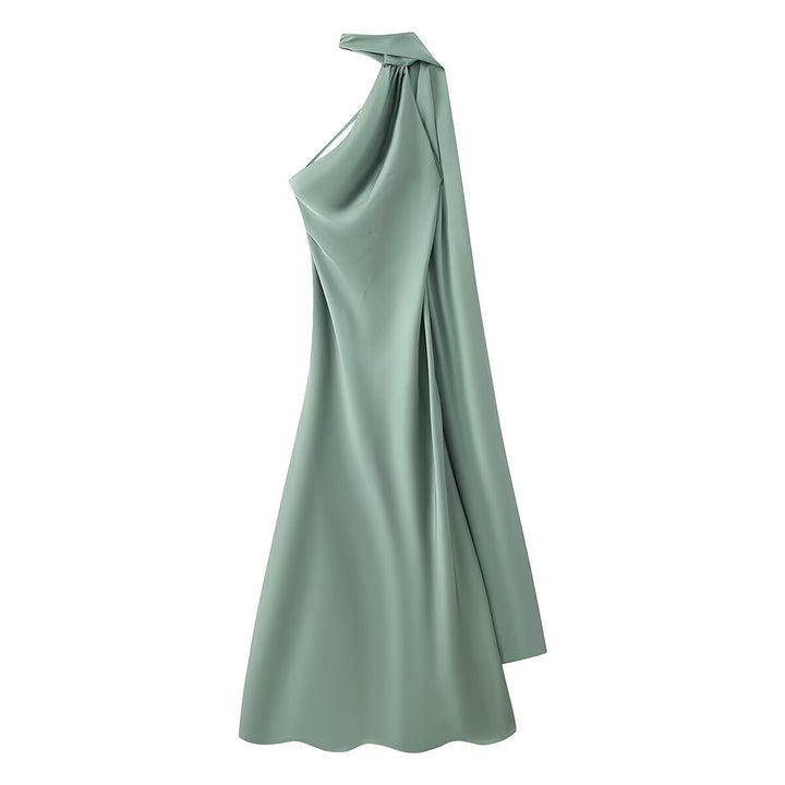 Damen Maxikleid mit elegantem Halterneck und fließendem Schnitt Drune