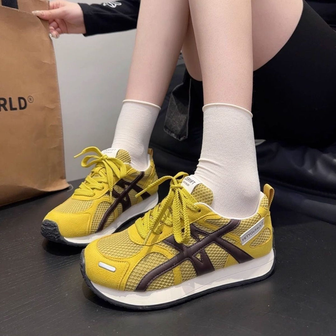 Damen Leichte Freizeit‑Sneaker mit Netzstruktur, stoßdämpfender EVA‑Zwischensohle und Overlay‑Design Drune