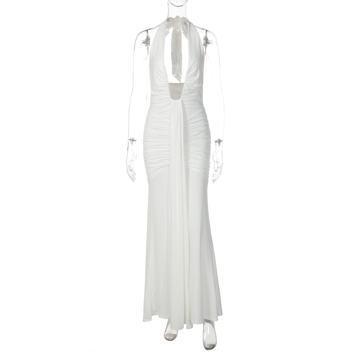 Damen Elegantes Maxikleid mit tiefem Ausschnitt und raffinierten Rüschendetails Drune