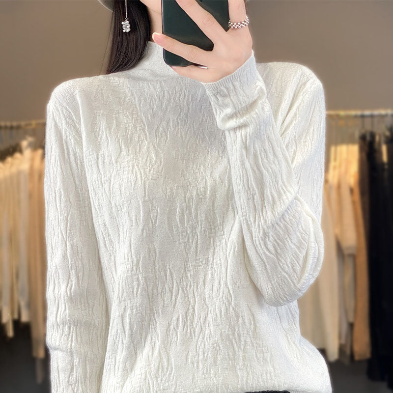 Damen Strukturierter Feinstrick-Pullover mit kurzem Stehkragen und Crinkle-Optik Drune