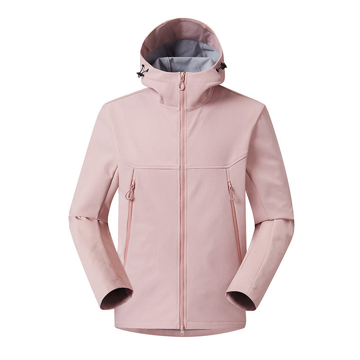Herren Minimalistische Softshell-Hoodie mit atmungsaktiver Membran, verdeckten Reißverschlusstaschen und ergonomischem Schnitt Drune